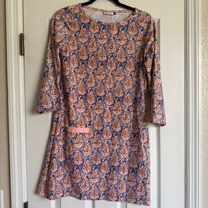 Cabana Life Orange and Blue Shift Dress Sun Protection size Small